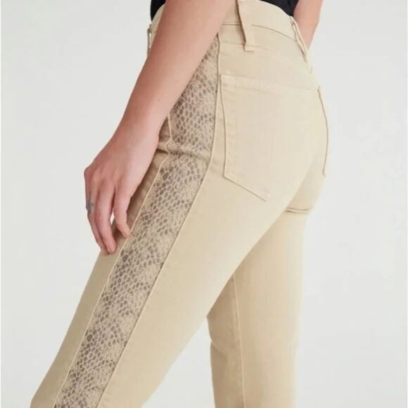 Adriano Goldschmied Jeans Womens 27R Tan Snake Isabelle High Rise Straight Crop - Picture 2 of 11